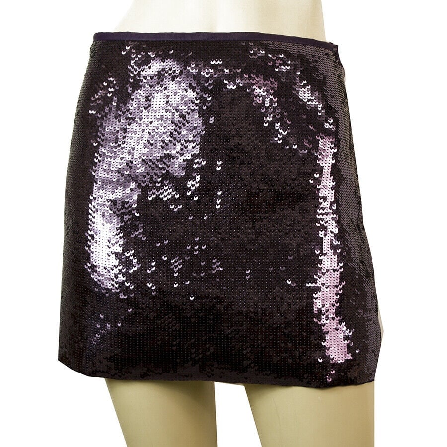 Theory Purple Fully Sequined Mini Party Clubwear Skirt Size 4 (1 of 6)