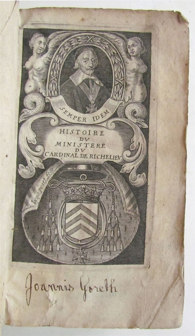 1665 HISTORY of CARDINAL RICHELIEU antique VELLUM BINDING in FRENCH (1 of 4)