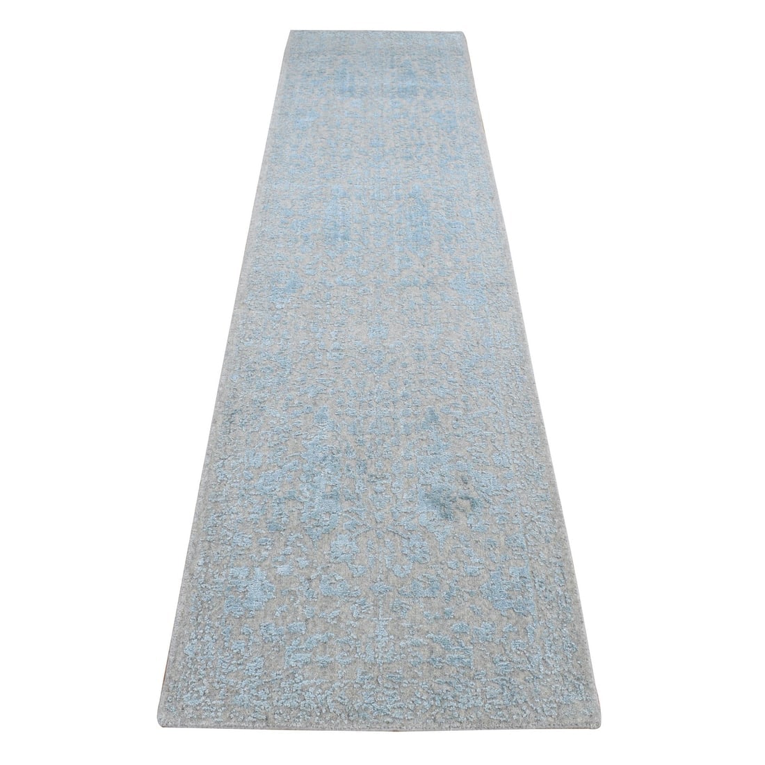 Beige, Jacquard Hand Loomed, Wool/Silk, Tone on Tone Design Runner Rug (1 of 7)