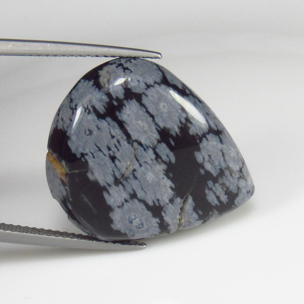 18.08 Ct - Natural Snowflake Jasper: No Reserve! Title: 18.08 Ct - Natural Snowflake Jasper Description: Gemstone Gemstones:- Carat Weights: Jasper Size/Dimensions: 18.08 Additional Info:Pieces : 1 No's / Shape : Pear Cab / Color : Black