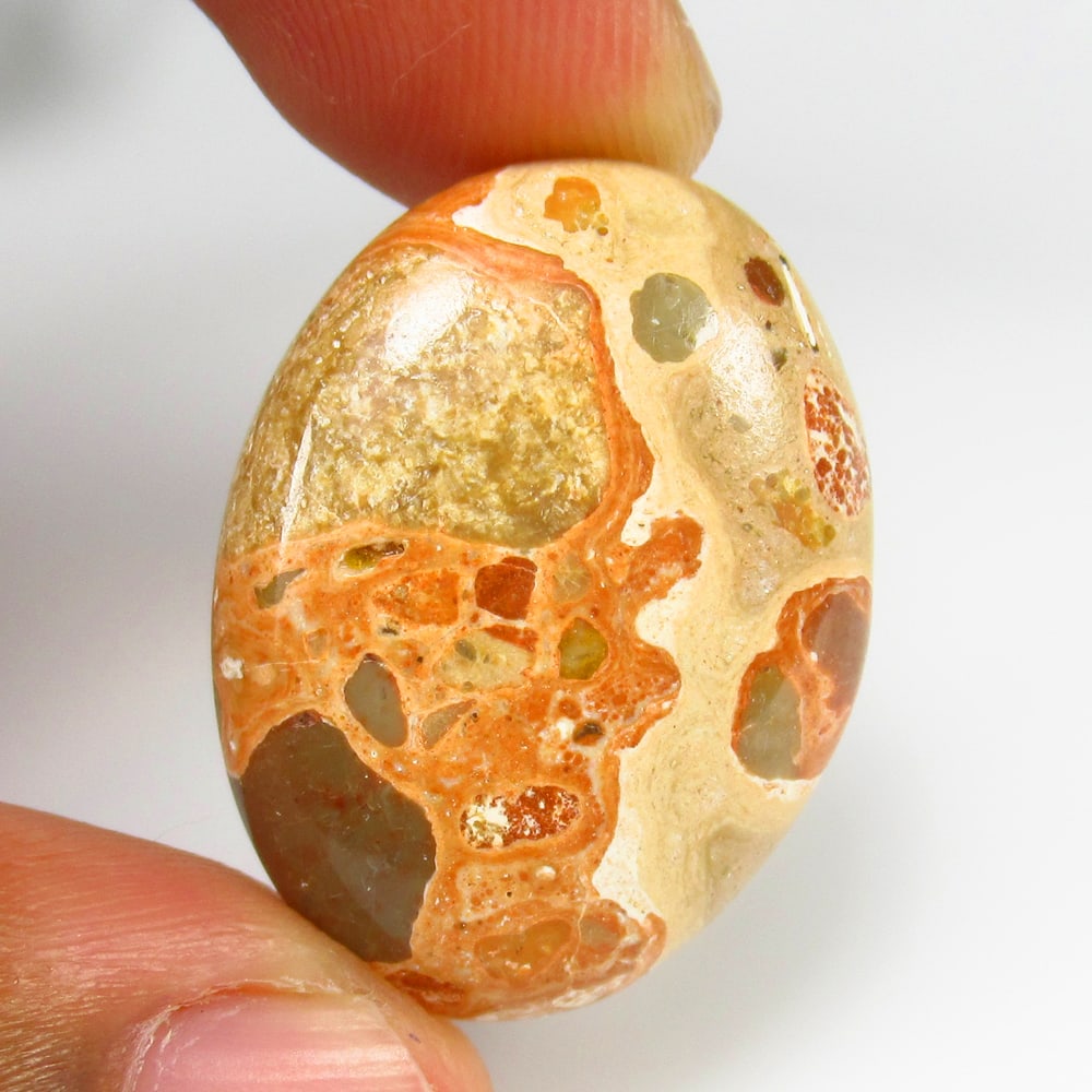 25.92 Ct - Natural Lupid Skin Jasper: No Reserve! Title: 25.92 Ct - Natural Lupid Skin Jasper Description: Gemstone Gemstones:- Carat Weights: Jasper Size/Dimensions: 25.92 Additional Info:Pieces : 1 No's / Shape : Oval Cab / Color : Oran