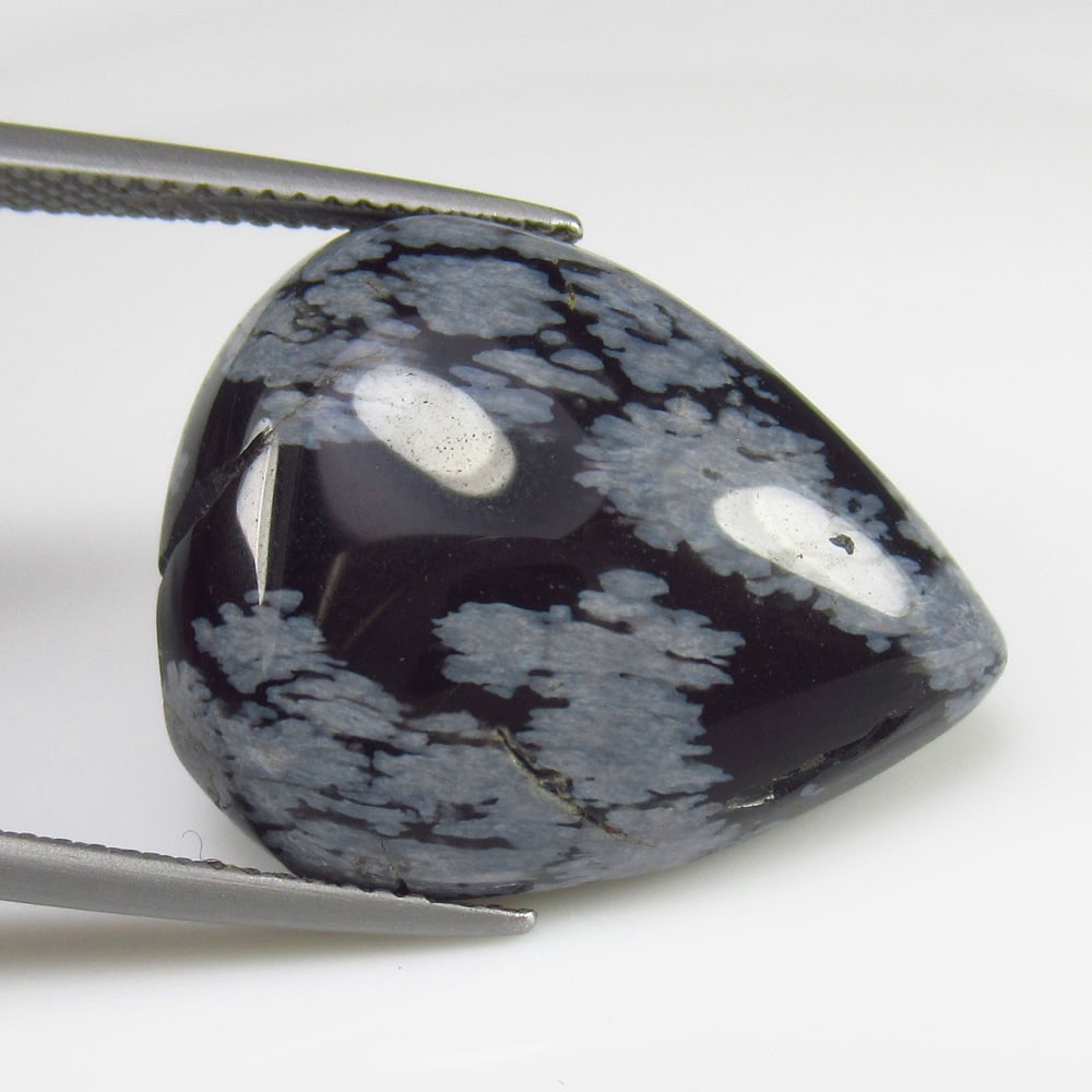 15.53 Ct - Natural Snowflake Jasper: No Reserve! Title: 15.53 Ct - Natural Snowflake Jasper Description: Gemstone Gemstones:- Carat Weights: Jasper Size/Dimensions: 15.53 Additional Info:Pieces : 1 No's / Shape : Pear Cab / Color : Black