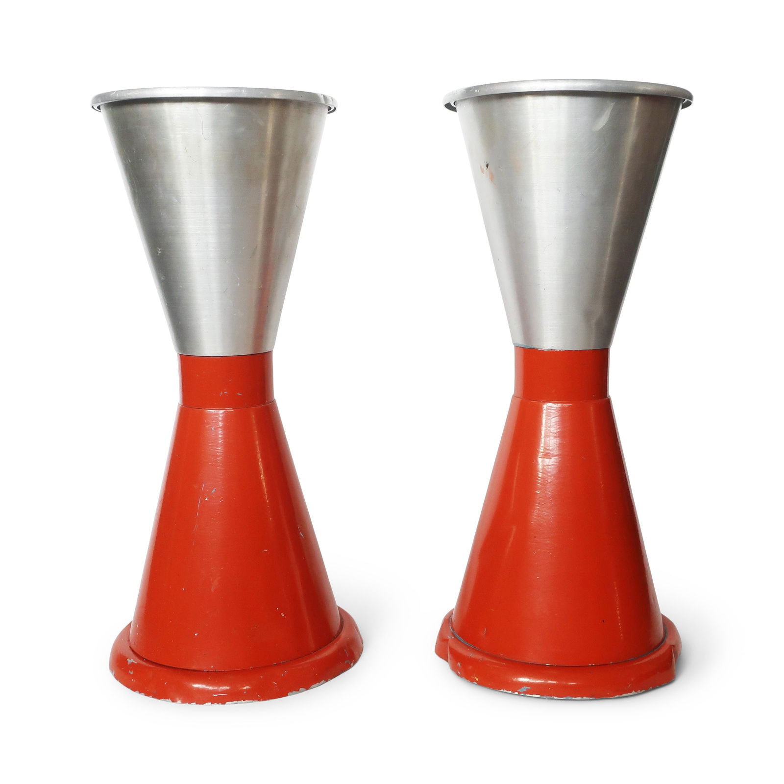 Pair of Vintage Architectural Aluminum Standing Ashtrays (1 of 9)