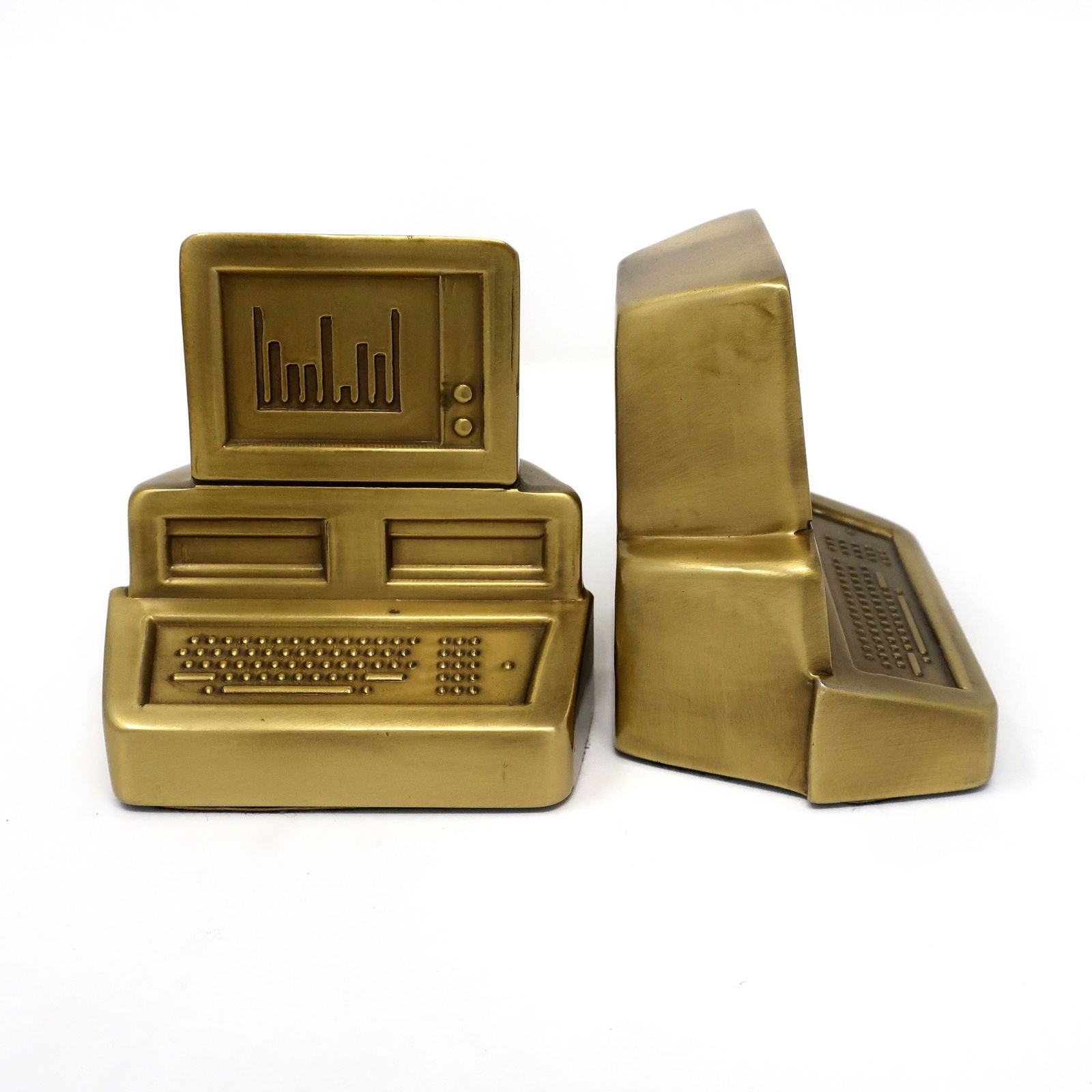 Pair of 1980s Brass Computer Bookends (1 of 6)