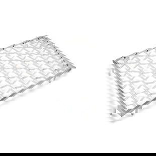 Andrea Branzi for Zanotta Glass & Nickel Centerpiece (1999): Designed in 1999 for Zanotta, Andrea Branzi's Izzika is the perfect sculptural centerpiece. A frame of nickel holds in place woven glass rods, some of which are straight and some are gently undulating
