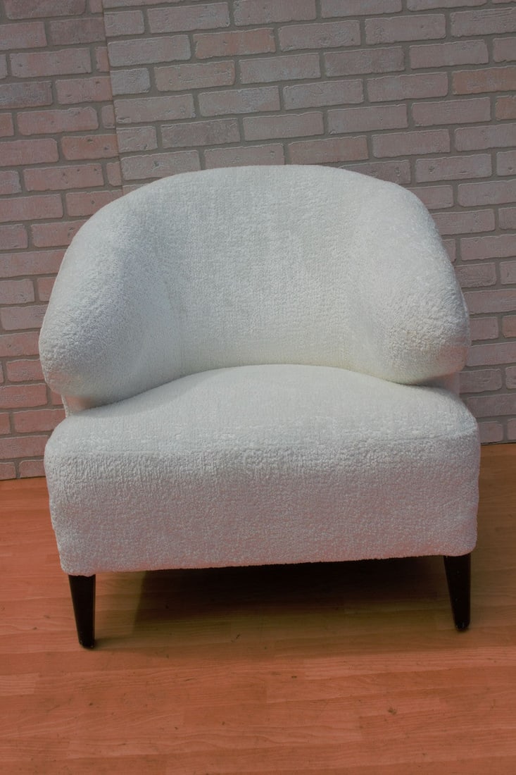 Vintage Scandinavian Modern Flemming Lassen Attributed Lounge Chair Newly Upholstered: Vintage Scandinavian Modern Flemming Lassen Attributed Lounge Chair Newly Upholstered in a Rich Italian White Boucle Circa 1970 H 30.5" W 30" D 31" Seat H 18" Seat D 20" Great vintage condition R