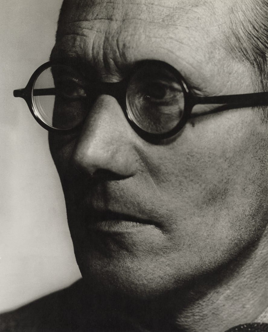 PHILIPPE HALSMAN - Le Corbusier, 1935: Artist: Philippe Halsman Title: Le Corbusier, 1935 Medium: Photo Litho, 1998, USA Dimensions: 9.5x11.8" Description: Heat Wax Mounted on 12x16" Conservation Board Artist Bio: Philippe Halsman was an A