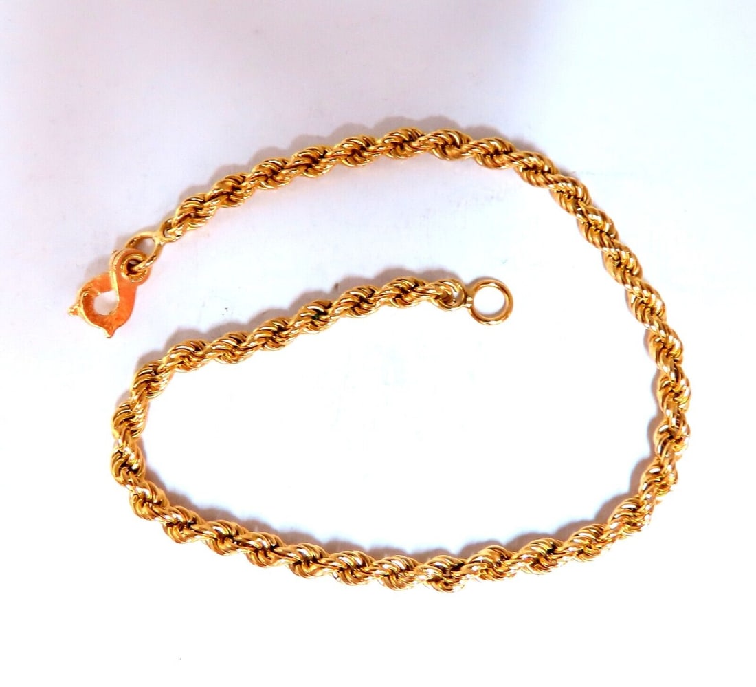 Rope Twist Gold Bracelet 4 Grams 3mm 7.5 inch (1 of 4)