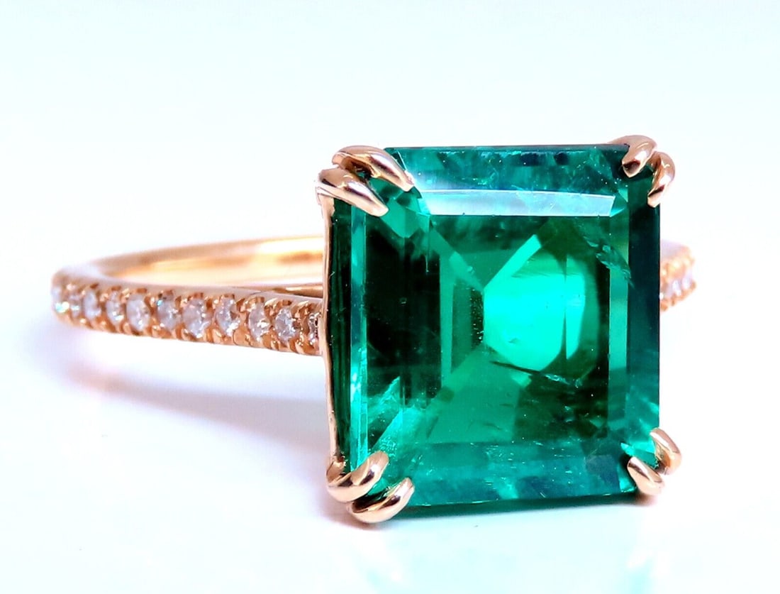 3.26ct Top Gem Lab Created Emerald Diamonds Ring 14kt Gold (1 of 7)