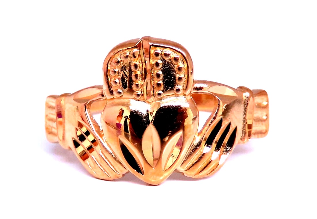 Irish Claddagh Ring 14kt 12.5mm 8.25 (1 of 6)