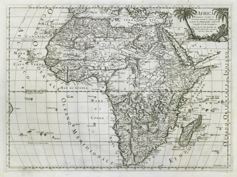 L'Africa. DE ROSSI / SANSON 1677 old antique vintage map plan chart (1 of 2)