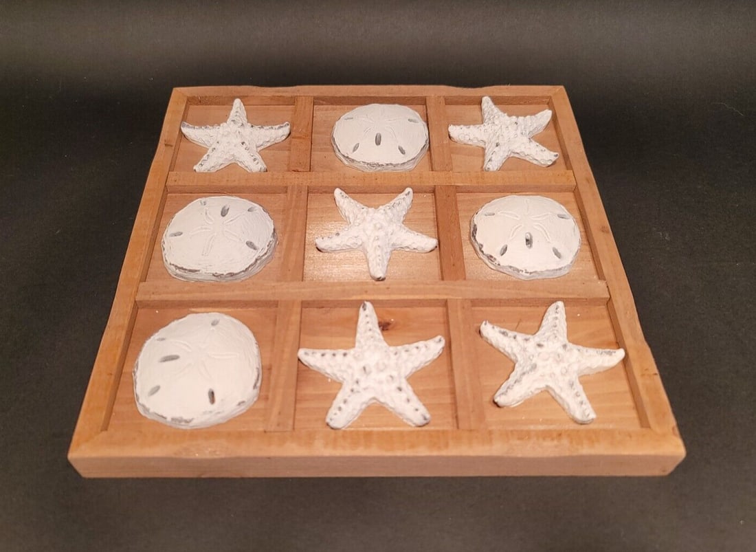 Coastal Starfish Sand Dollar Tic Tac Toe Coffee Table Game (1 of 12)