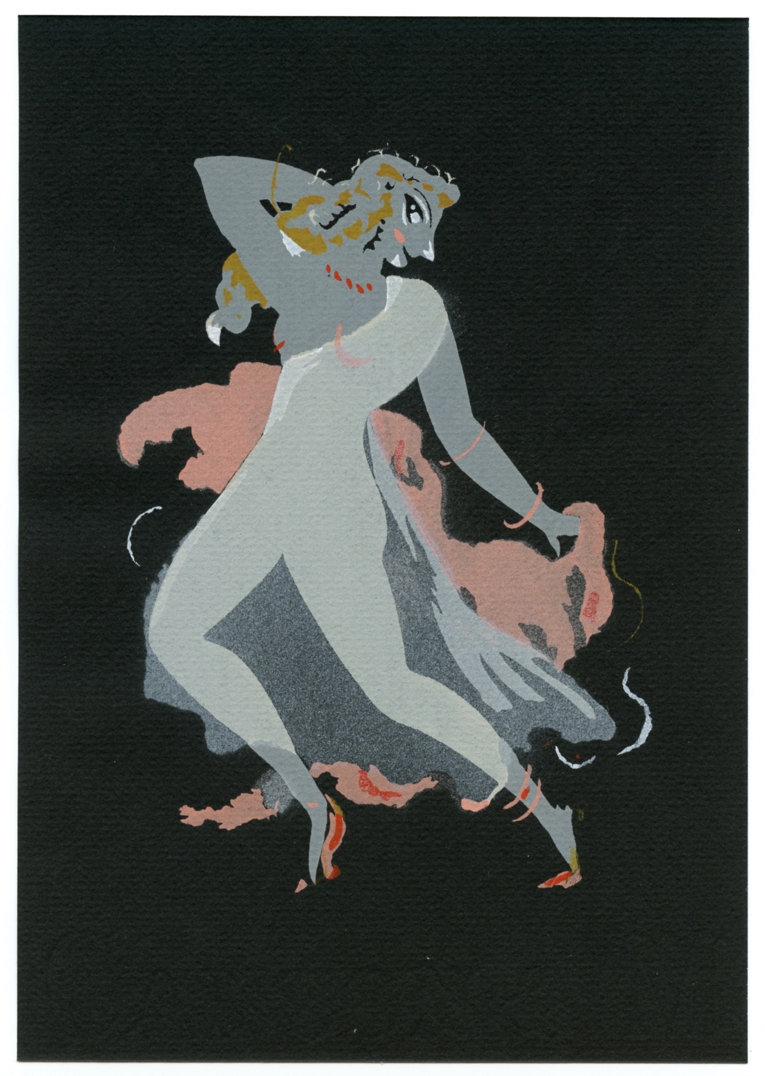 Andre Derain pochoir "Salome" 1955: Medium: pochoir (after the gouache). This pochoir shows Salome performing the Dance of the Seven Veils, from Oscar Wilde's "Salomé". It was printed in 1955 by l'Imprimerie Nationale de Monaco and