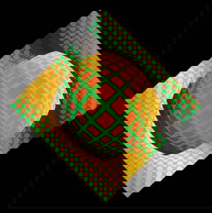 1972 Victor Vasarely Progression 3-4: Artist: Victor Vasarely Title: Progression 3-4 Medium: Offset Gelatin on Paper Paper Size: 16x16” on heavy luster paper Printed: 1972 in Switzerland by Edition du Griffon Provence: Suite Progres