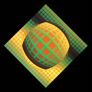 1972 Victor Vasarely Progression 3-4: Artist: Victor Vasarely Title: Progression 3-4 Medium: Offset Gelatin on Paper Paper Size: 16x16&rdquo; on heavy luster paper Printed: 1972 in Switzerland by Edition du Griffon Provence: Suite Progres