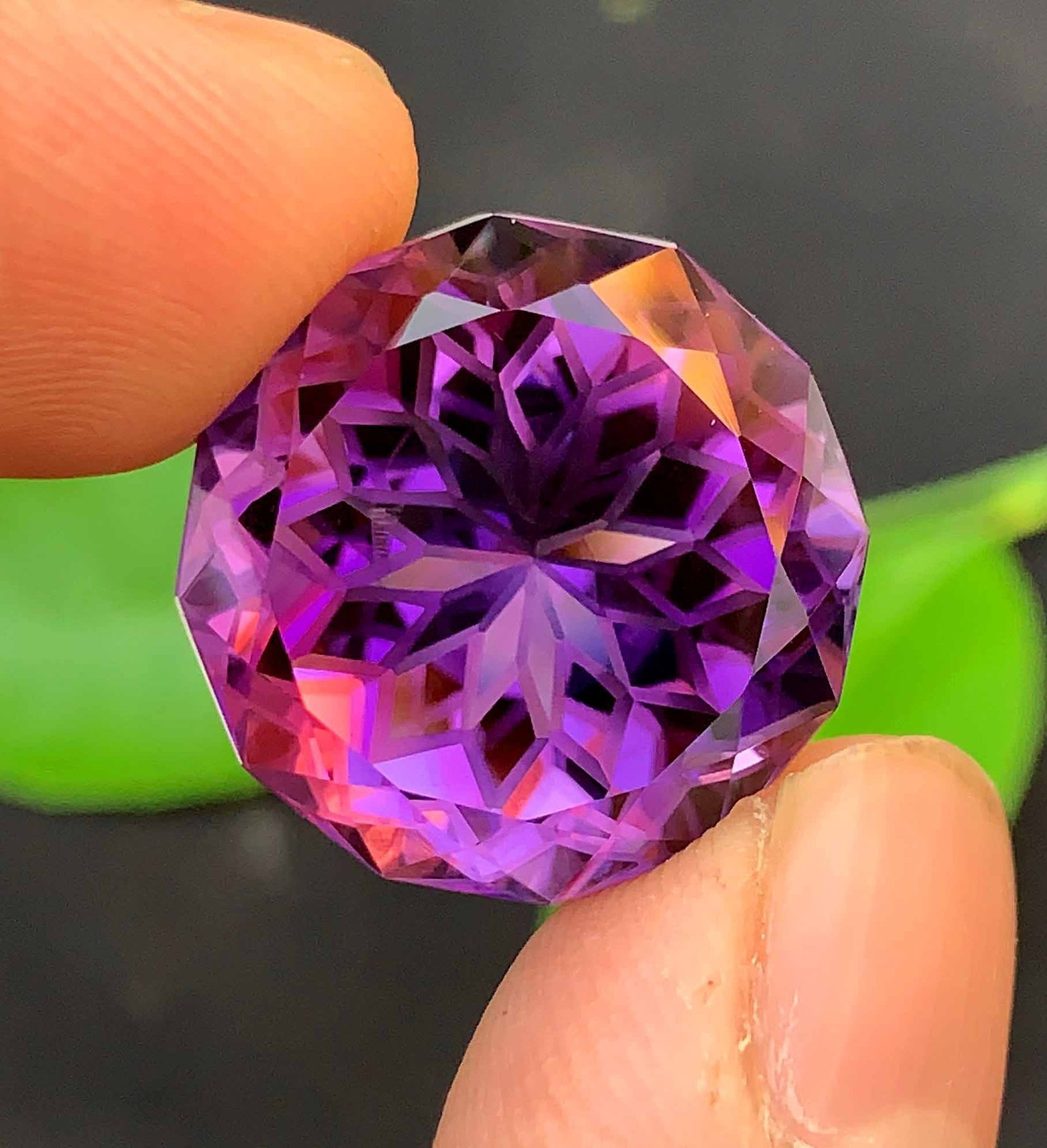 Round Flower Cut Amethyst Loose Gemstone - 28.45 Carats 19.2*19.2*13.5 mm (1 of 3)