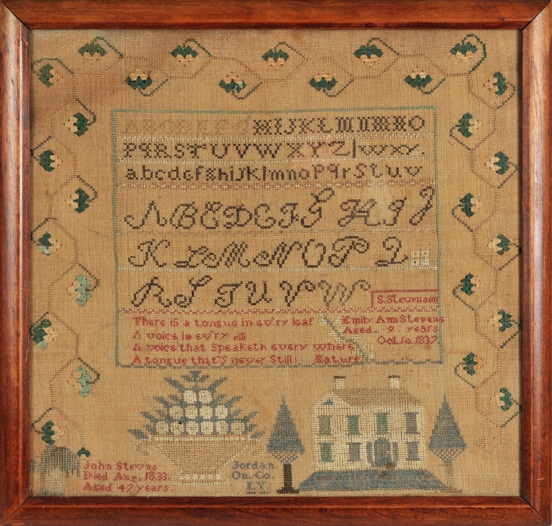 Needlework Sampler - Jordan, Onondaga Co., NY dated 1837 worked by (1 of 1)