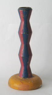 Vintage paint decorated wood candle stick.: Title: Vintage paint decorated wood candle stick. Date/Period: 1930's Dimension: N/A Additional Information: Nice vintage paint decorated wood candle stick in great all original condition. Shipping: D