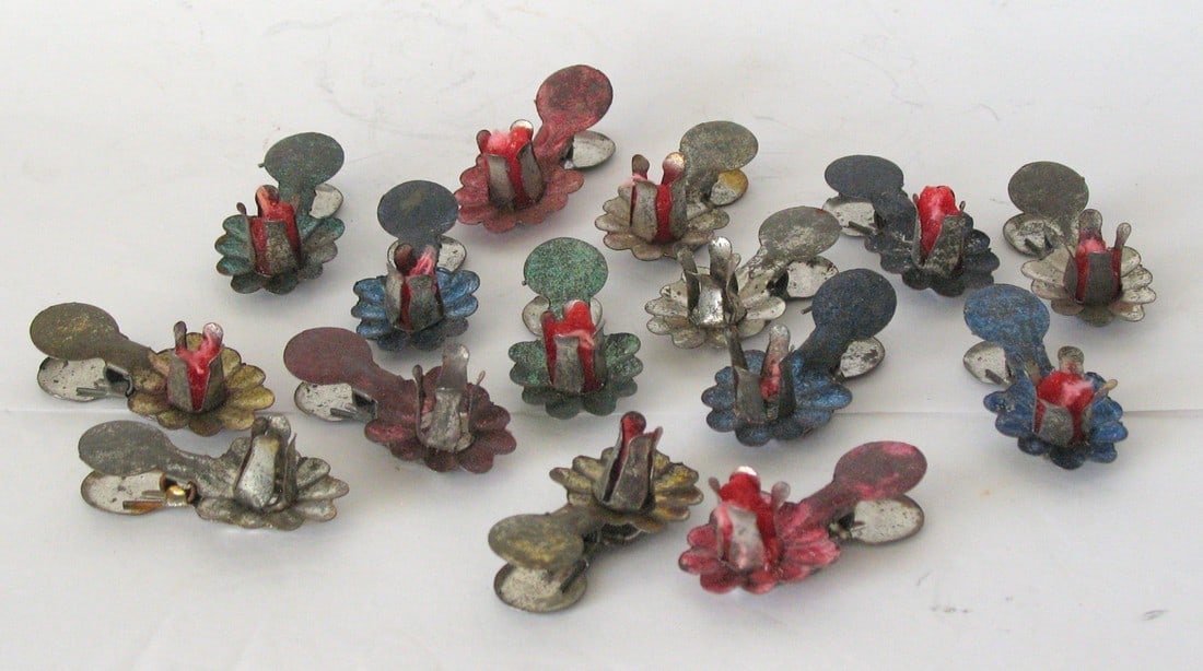 Group of antique Christmas feather tree candle clips. (1 of 3)