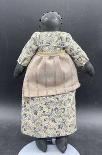 VINTAGE RAG DOLL FOLK ART BLACK AMERICANA "Bernice who loves only cats": Title: VINTAGE RAG DOLL FOLK ART BLACK AMERICANA "Bernice who loves only cats" Date/Period: unknown Dimension: approx 9.75 x 6 Material: cloth Additional Information: VINTAGE RAG DOLL FOLK ART BLACK A