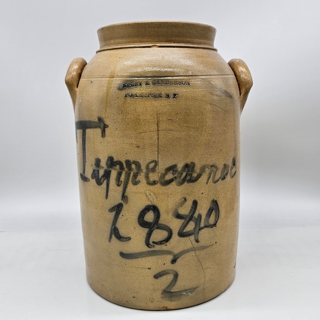 Tippecanoe 1840 Harrison Political Stoneware 2 Gallon Crock Selby Sanderson NY (1 of 15)