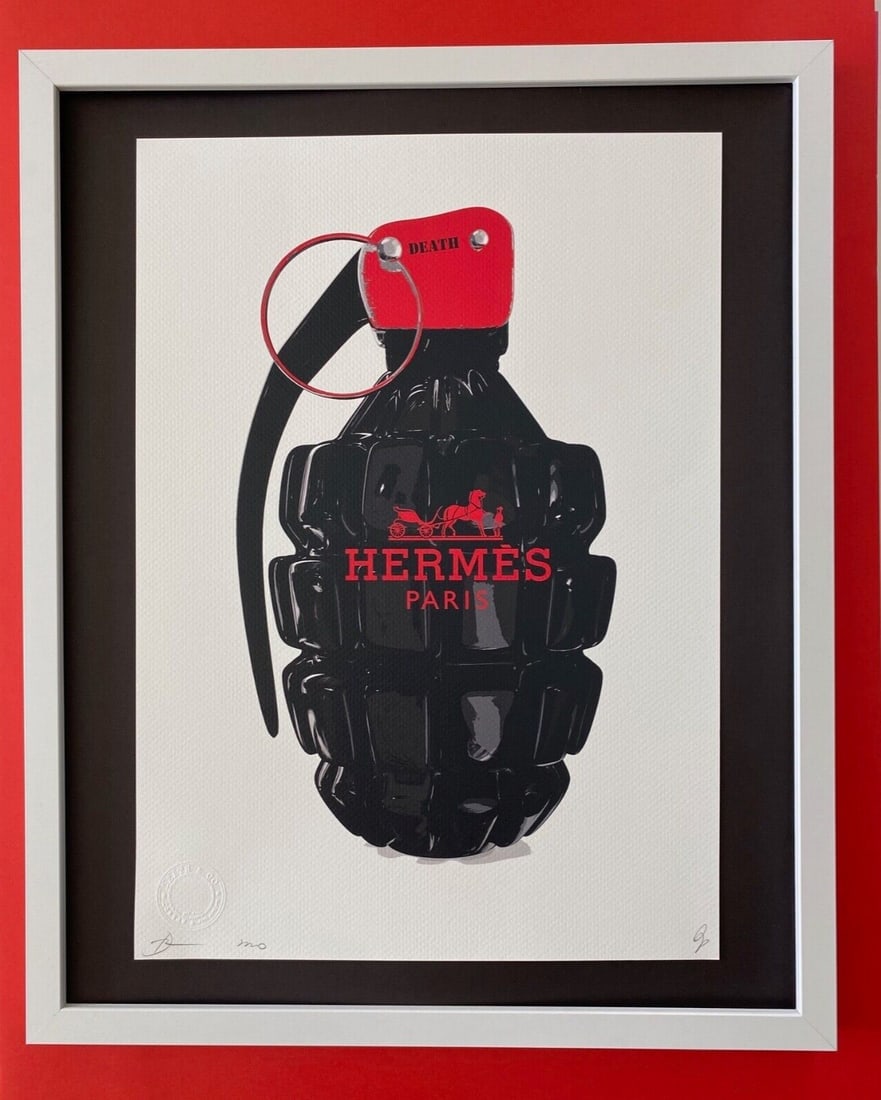 Death NYC Large Framed 16x20 Pop Art Original Graffiti COA Hermes Grenade A/P (1 of 5)