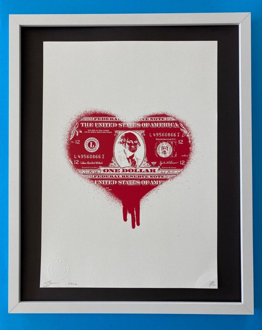 Death NYC Large Framed 16x20in Pop Art Graffiti COA Mr. Brainwash Banksy Heart (1 of 5)