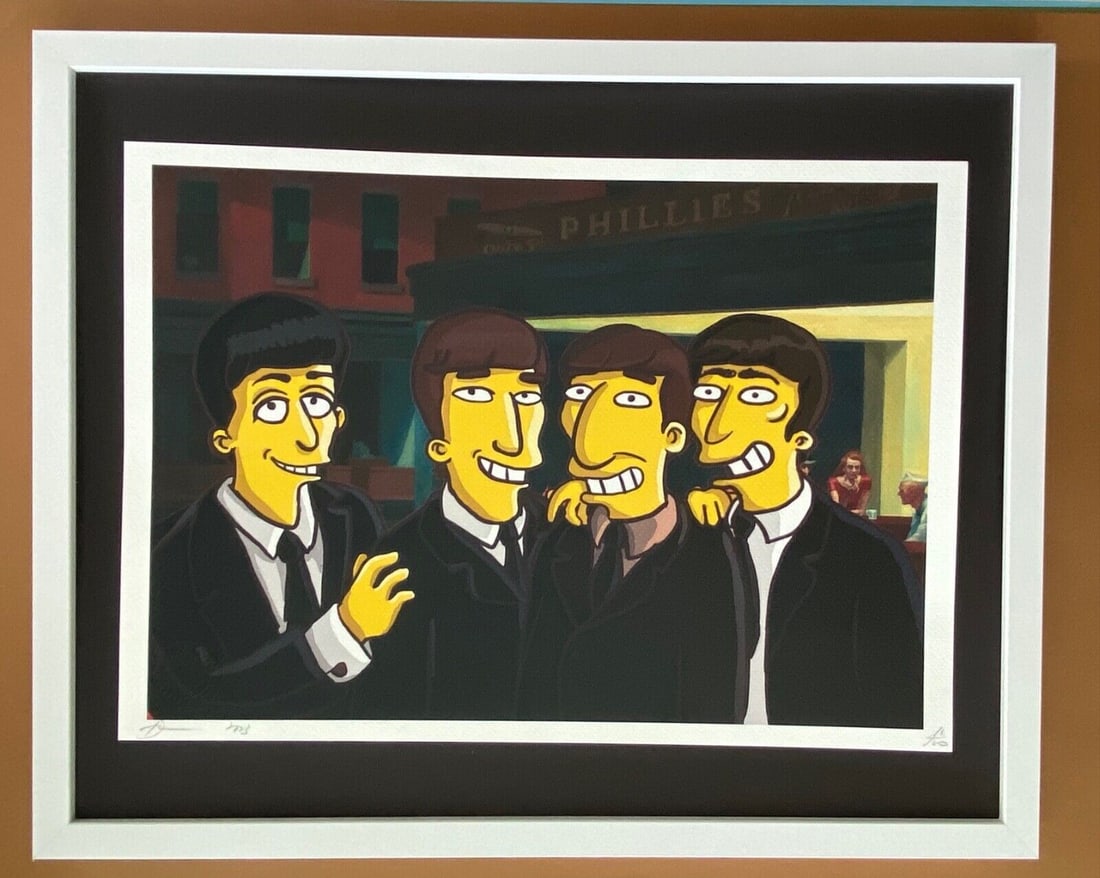 Death NYC Large Framed 16x20in Pop Art Hand Signed COA The Beatles & The Simpson (1 of 5)