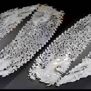 Chinese Qing Dynasty Hetian Jade Dragon Bi: Title: Chinese Qing Dynasty Hetian Jade Dragon Bi Date/Period: After1600 Origin: Chinese Dimension: 575x140x8(mm) 22.64x5.51x0.31(inches) Weight 7.84 lbs/3554g Materials: Hetian Jade Reserve: $16,888.