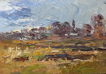 Oil painting Golden dome Serdyuk Boris Petrovich: №SERB 469 *** ABOUT THIS PAINTING *** * TITLE: "Golden dome" * ARTISTS: Serdyuk Boris Petrovich * SIZE: 35x50 cm/'13.77x19.68 inches' * MEDIUM: oil, cardboard * HAND PAINTED: Original painting f