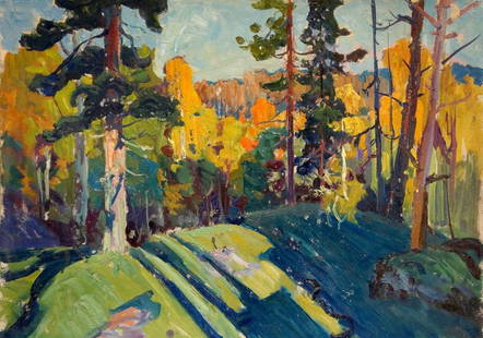 Oil painting Golden autumn Fomin Anatoly Nikiforovich: №Verns 385 *** ABOUT THIS PAINTING *** * TITLE: "Golden autumn" * ARTISTS: Fomin Anatoly Nikiforovich * SIZE: 50x70 cm/'19.68x27.55 inches' * MEDIUM: oil, cardboard * HAND PAINTED: Original pain