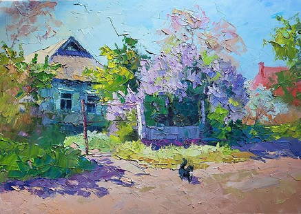 Oil painting A day in May Serdyuk Boris Petrovich: SERB 901 "May Day" is a mesmerizing oil painting that captures the essence of the blooming month of May. The canvas portrays a scene of abundant life and vibrant colors, immersing viewers in the