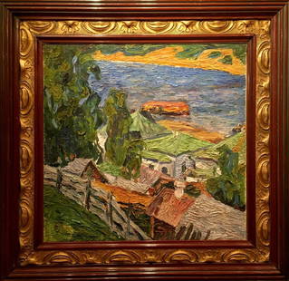Oil painting City landscape Burlyuk D. D.: Vernd 223 *** ABOUT THIS PAINTING *** * TITLE: "City landscape" * ARTISTS: Burlyuk D. D. * SIZE: 40x40 cm/'15.74x15.74 inches' * MEDIUM: oil, canvas * HAND PAINTED: Original painting from our collecti