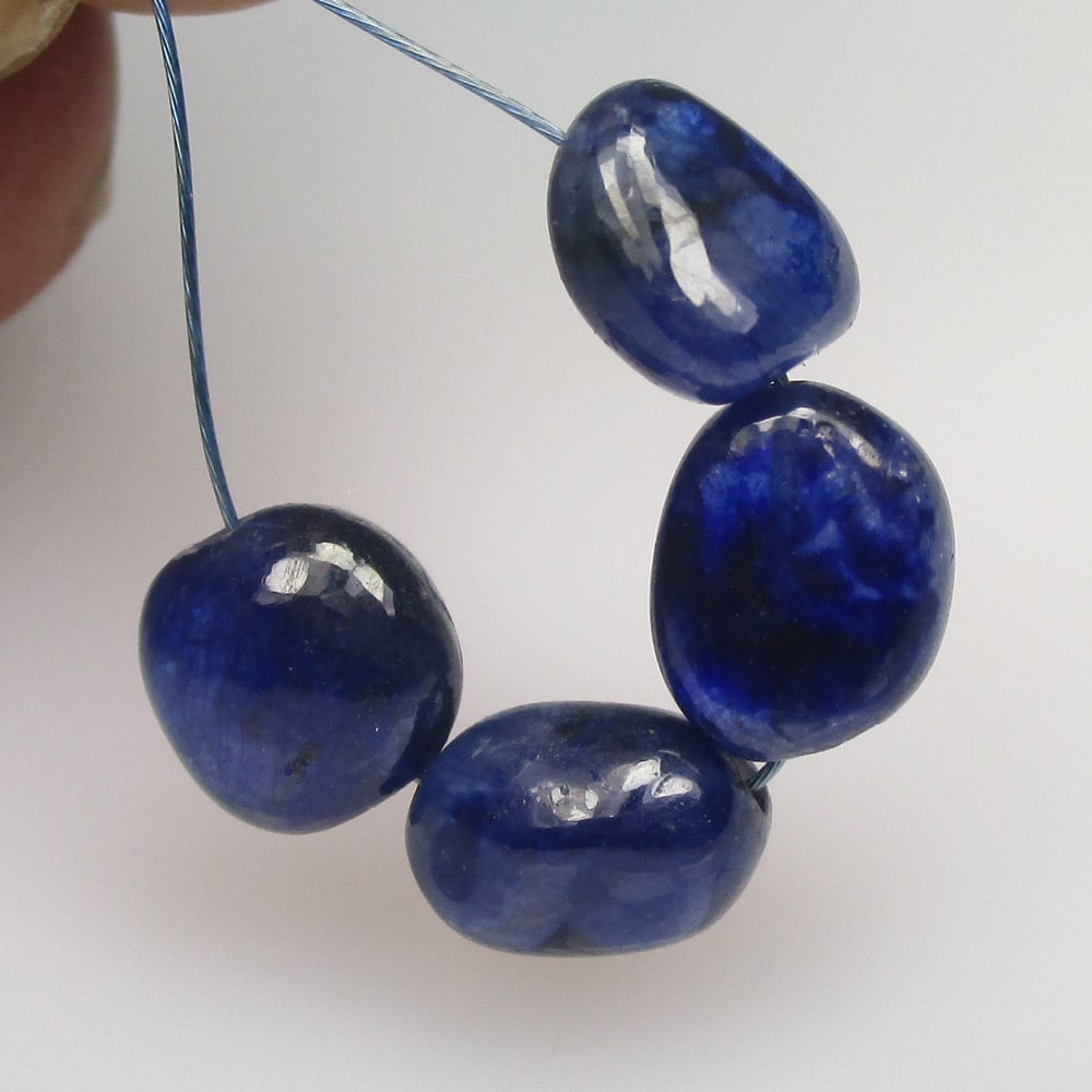 10.58 Ctw Natural 4 Blue Sapphire Dumble Beads (1 of 2)