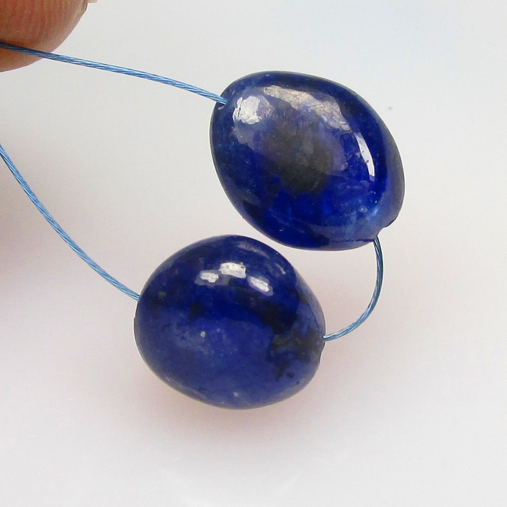 12.52 Ctw Natural 2 Blue Sapphire Dumble Beads (1 of 2)