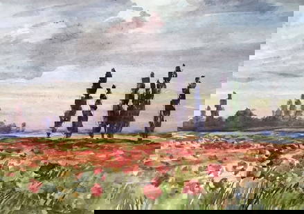 Watercolor painting Poppy field Unknown artist: №AAA2295 Looking for an elegant and beautiful painting ? Look no further than our "Poppy field" oil painting! This exquisite work of art is sure to add a touch of elegance and beauty to any room