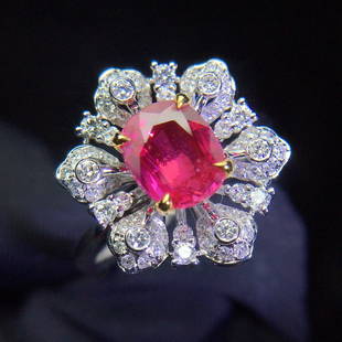 18K White Gold 1.62 CTW Ruby & Diamond Ring: Reserve: $8,850.00 Shipping:Domestic: Flat-rate of $40.00 to anywhere within the contiguous U.S.International: Foreign shipping rates are determined by destination. International shipping may be