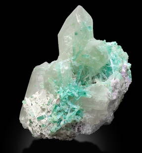 Paraiba Tourmaline Brilliance: Clustering on Quartz and Lepidolite: Condition: Natural Treatment: None Name: Tourmaline, Quartz, Lepidolite Weight: 1190 Grams Size: 140x120x97 Millimeter Shape: Specimen Reserve: $2,450.00 Shipping:Domestic: Free