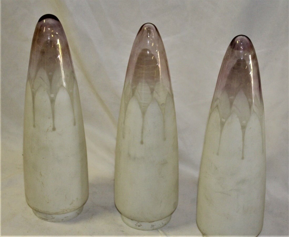 Original Art Deco Glass shades .Frosted down to Pink (1 of 8)