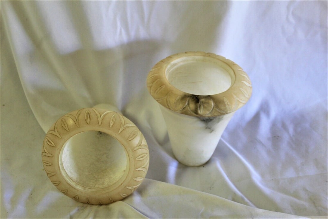 Alabaster shades Chandeliers and sconces Many left: Custom designed and made in Spain for a Los Angeles Lighting Manufacturer . These are new/old stock in inventory . More available if needed . Priced as a lot of two . Need to be packed well for safe s