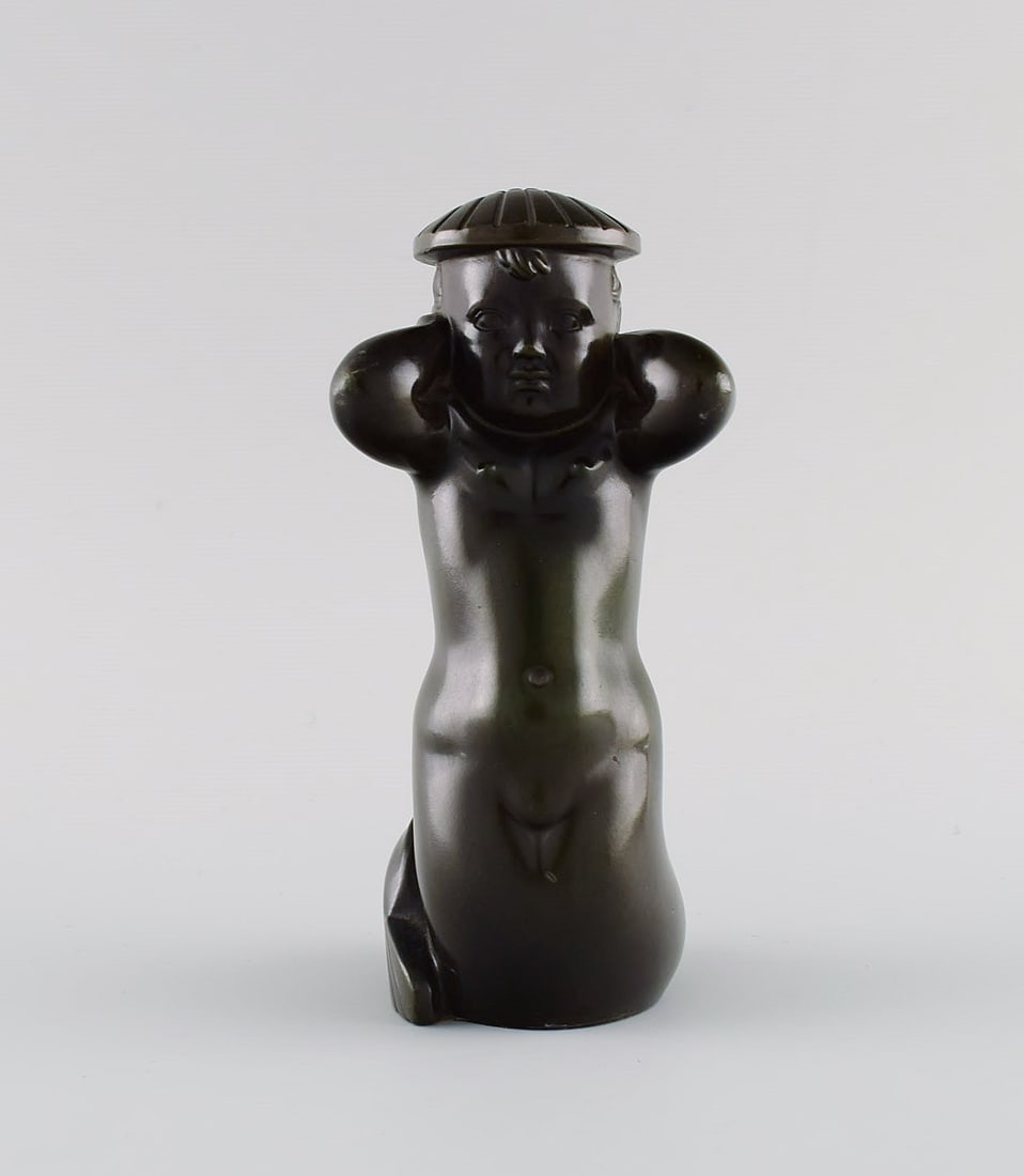 Arno Malinowski for Just Andersen. Rare figure in disko metal. Sea boy. 1940s. Model number D2328. (1 of 9)