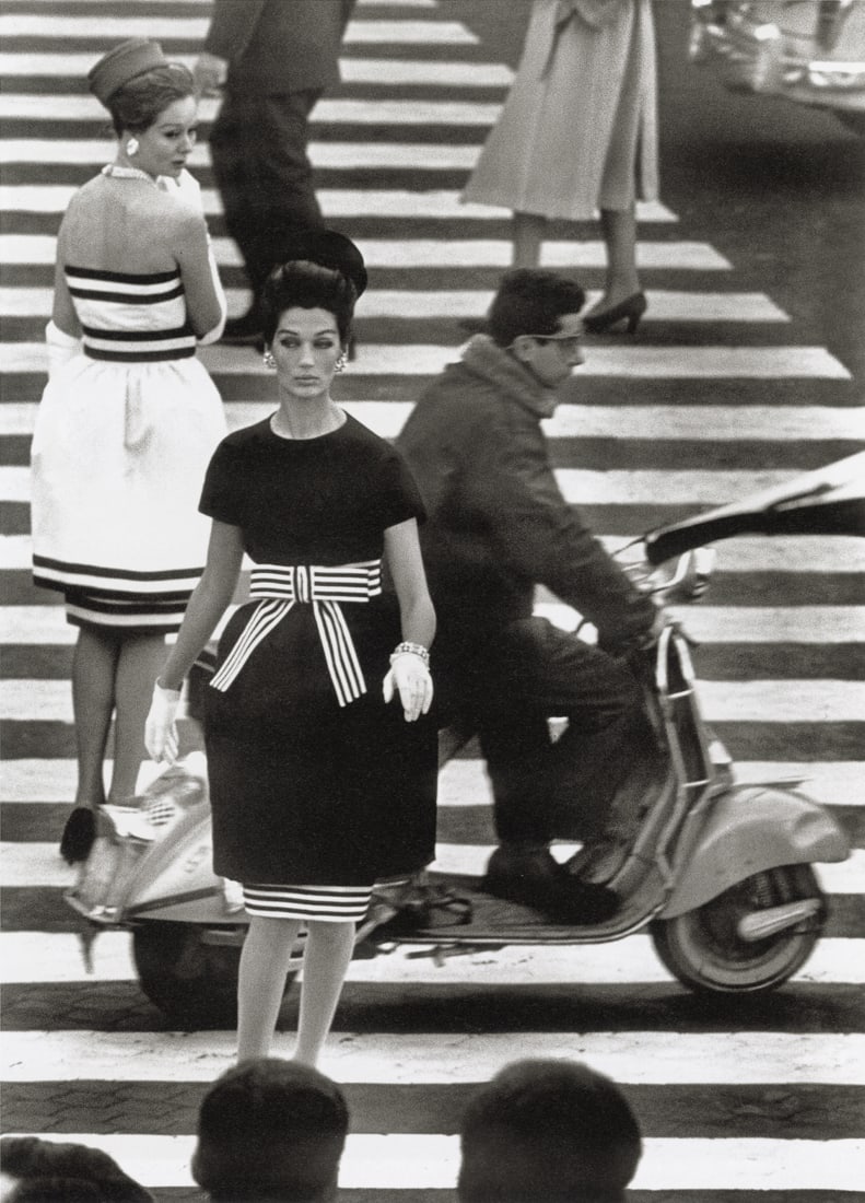 WILLIAM KLEIN - Simone and Nina, Piazza Di Spagna: Artist: William Klein Title: Simone and Nina, Piazza Di Spagna, Rome, 1960 Medium: Photo Litho, 2012, Italy Dimensions: 8.95x12.45" Description: Heat Wax Mounted on 12x16" Conservation Board Artist Bi