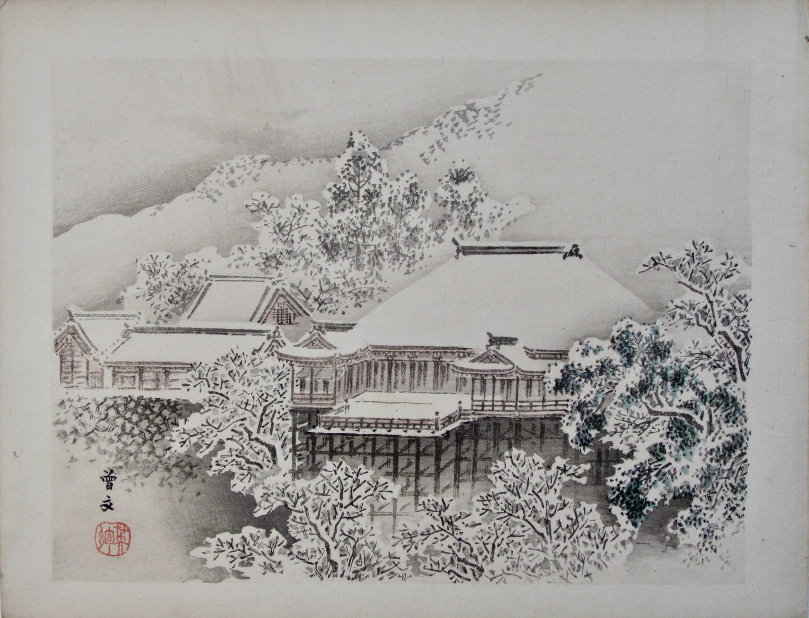 Sobun: Kiyomizu Temple: Artist: Morikawa SOBUN Subject: Temple in Autumn Series: Miyako meisho nijûgo kei (Twenty-five Famous Places in Kyoto) Publisher: Tanak Jihei Signature: Sobun with seal Date: 1895 Format: 32 x 24