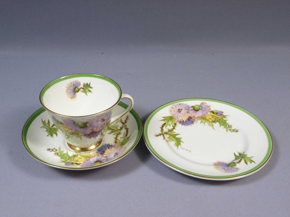 Royal Doulton Glamis Thistle Coffee Tea Cup Saucer Plate Trio Set