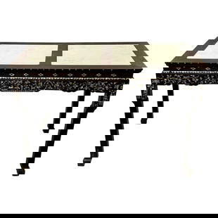 Syrian Console / Alter Table Rosewood and Mother of Pearl Inlay with Marble Top: Title: Syrian Console / Alter Table Rosewood and Mother of Pearl Inlay with Marble Top Description: Syrian Rosewood and Mother of Pearl Inlay Console Table with Marble Top The fine table top having a