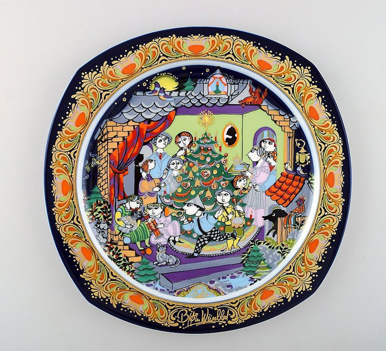 Bjørn Wiinblad for Rosenthal. Christmas plate in porcelain from 1986. (1 of 4)