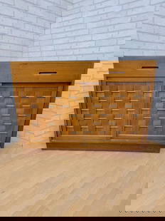 Mid Century Modern Woven Sliding Door Walnut Credenza by Edward Wormley for Dunbar: Mid Century Modern Woven Sliding Door Walnut Credenza by Edward Wormley for Dunbar Elegant design by iconic Edward Wormley for Dunbar Furniture Company, Berne Indiana. Walnut case with 2 top compartme