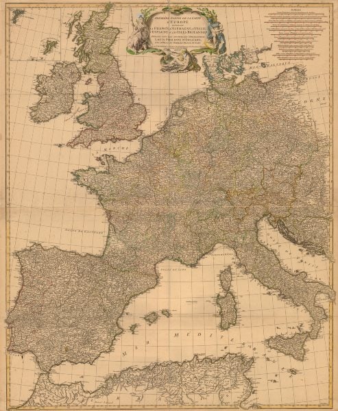 Prémière partie de la carte d'Europe'. D'ANVILLE. Western Europe 1756 old map (1 of 2)