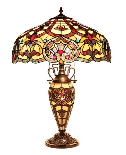 25.4" Stained Glass Lighted Base Table Lamp (1 of 2)