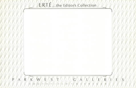 Erte - The Editor's Collection, Parkwest Galleries - Offset Lithograph 22.25" x 34.5": Artist: Erte Title: The Editor's Collection, Parkwest Galleries Description: "The Editor's Collection, Parkwest Galleries" by Erte, Unsigned Offset Lithograph. Paper size is 22.25 x 34.5 inches, with